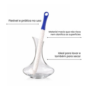 Kit Para Limpeza - Bolinhas De Aço, Escova Flexível E Suporte Para Decanter