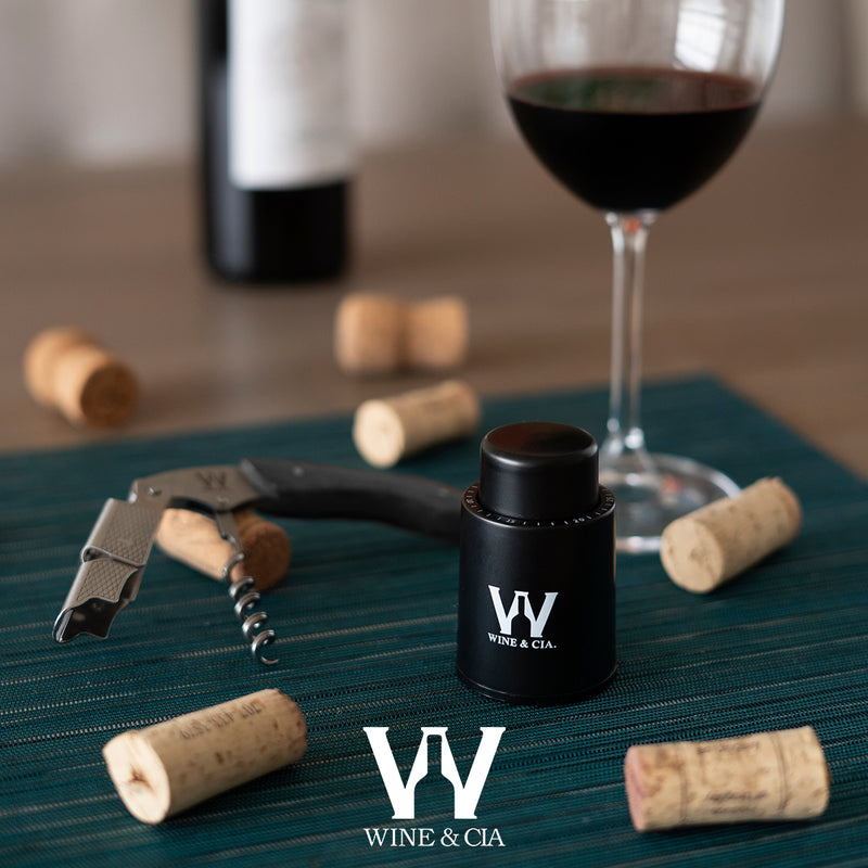 Vacuo Portátil Vinho em casa + Abridor Sommelier Black Oak