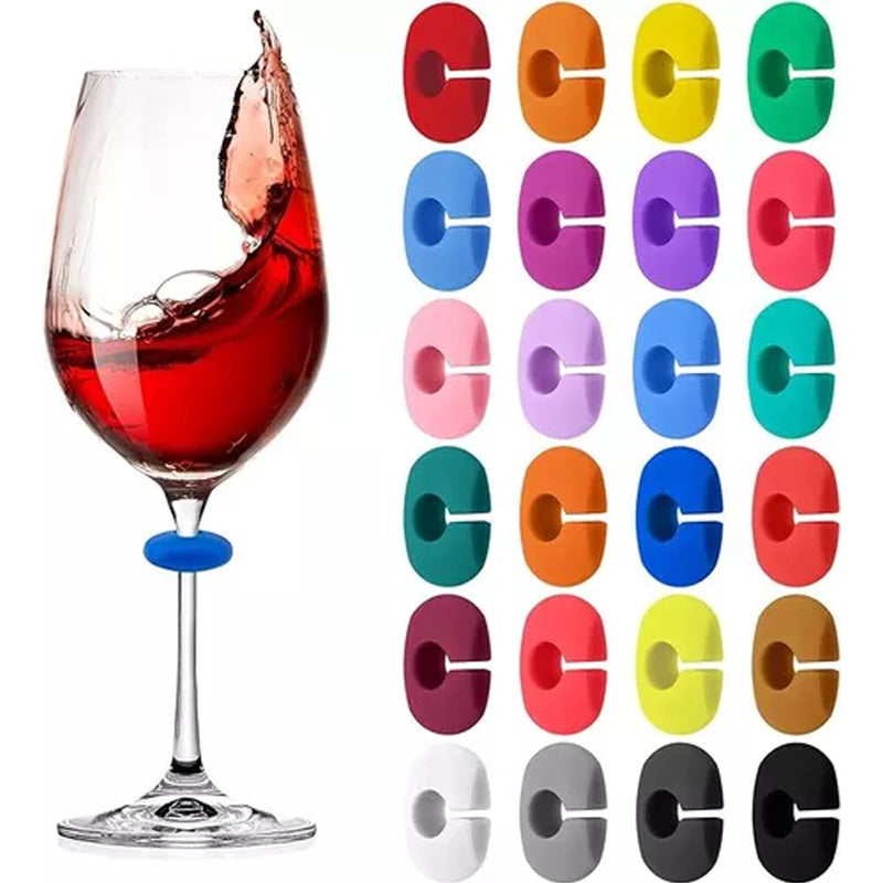 Kit Marcadores Pingente de Silicone para Copos e Taça de Vinho