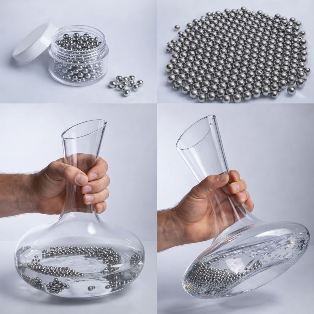 Kit Para Limpeza - Bolinhas De Aço, Escova Flexível E Suporte Para Decanter