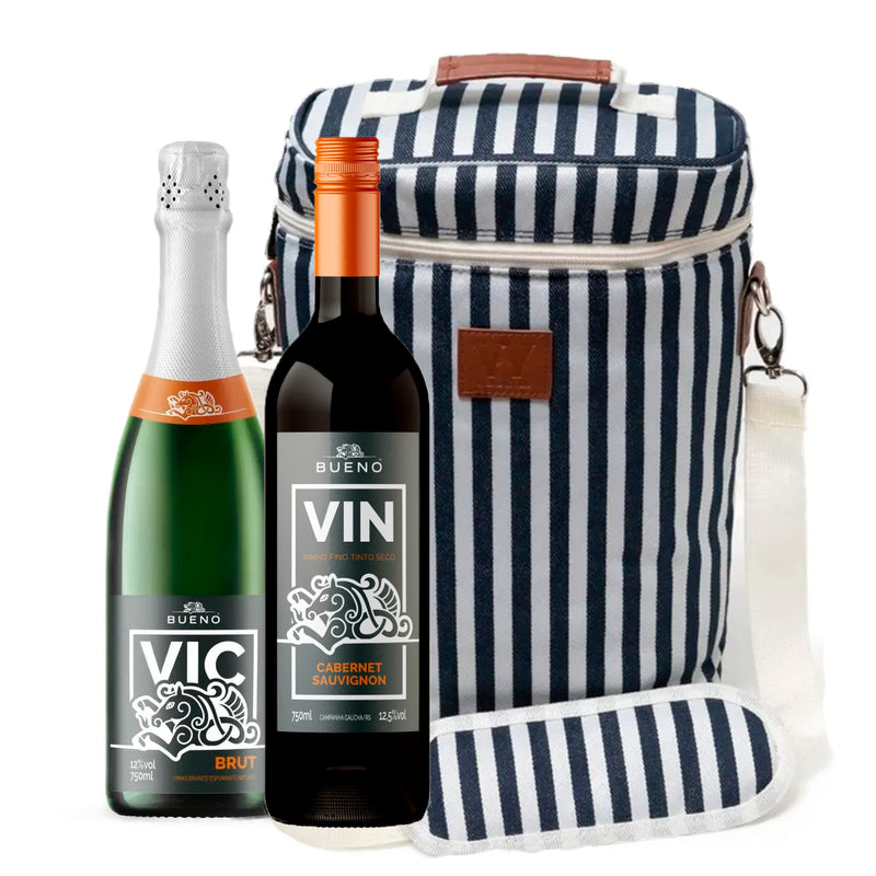 Bolsa Térmica Verano 2 Garrafas + 2 Vinhos Selecionado Kit Presente