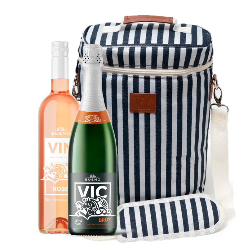 Bolsa Térmica Verano 2 Garrafas + 2 Vinhos Selecionado Kit Presente